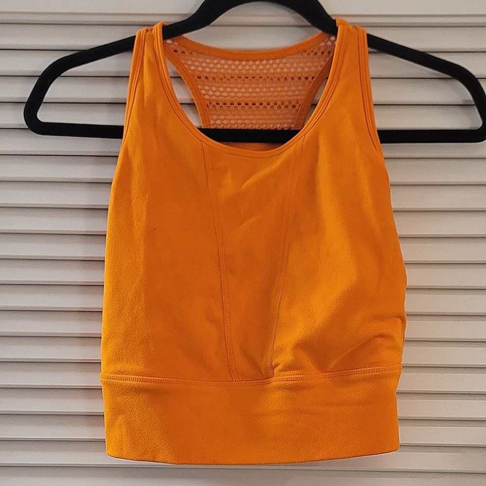 Nine West - Orange Active Crop Sportswear Sleeveless Bra Top